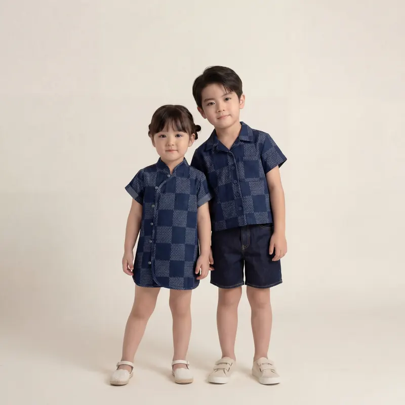Kids siblings dark — AI fashion photography