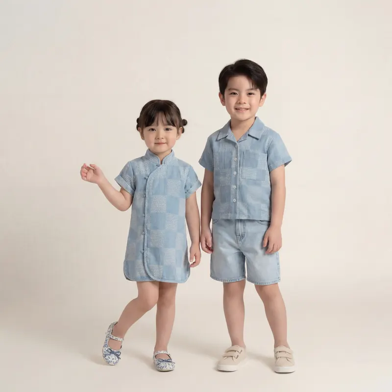 Kids siblings light — AI fashion photography