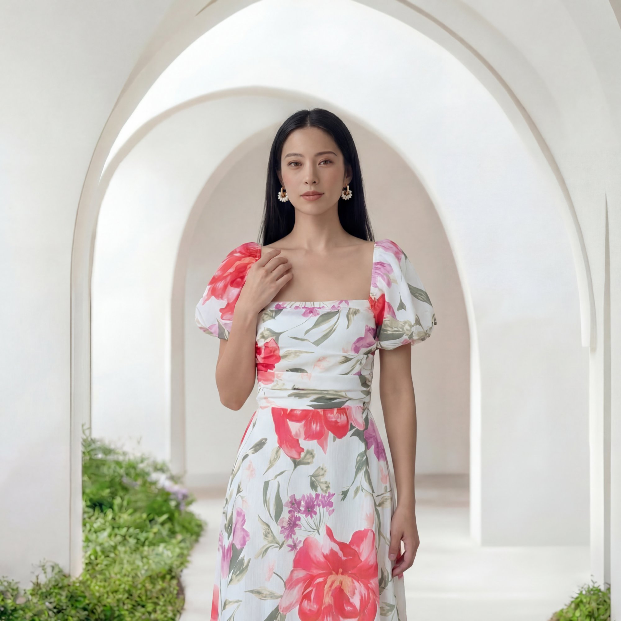 Floral Puff Dress