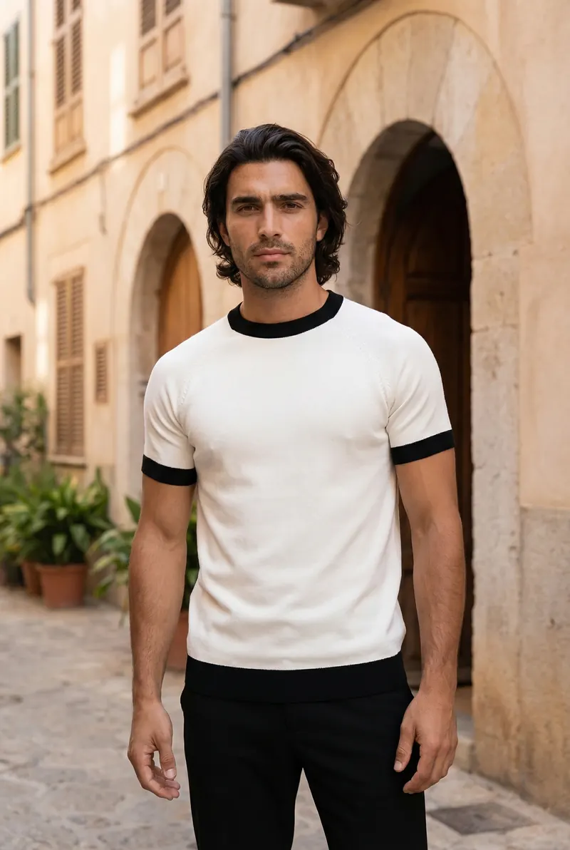 ai fashion model by AI Studio — menswear ivory ringer